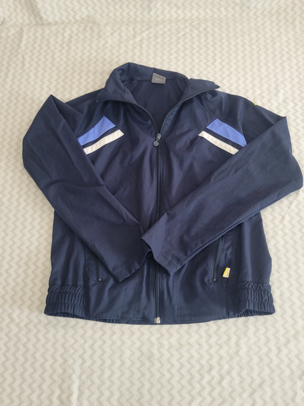 Vintage Nike Track Jacket Youth XL Navy Blue Light Blue Stripe Full Zip 90s Y2K